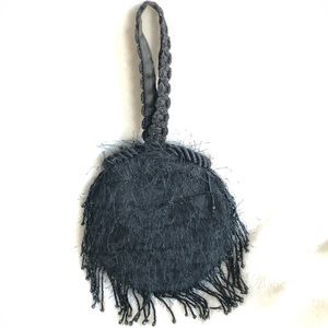 Vintage Handmade Black Evening Bag w/ Bead Trim